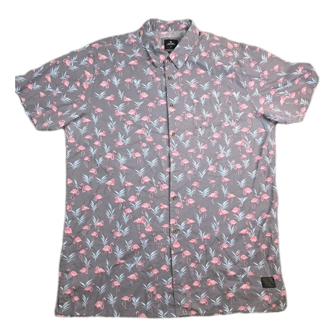 Ripcurl Flamingo Hawaiian Tropical Vacation Resort Cotton Button Up Size X Large